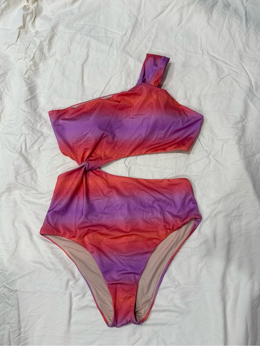 NWOT Victoria's Secret Pink and Purple Ombre One-Shoulder Cutout One-Piece Swim